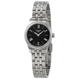 Tissot T063.009.11.058.00 Ladies Watch Stainless Steel Case Black Dial Alpha Style Hands Roman Num