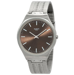 SYXS112GG Swatch Brown Dial Skinboot Series Stainless Steel Analog Quartz Watch