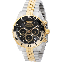 Invicta Pro Diver Chronograph 44720 - Mens Black Dial Stainless Steel Three Sub-Dial Analog Chronometer