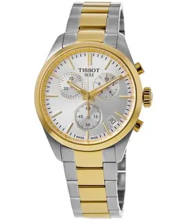 Tissot PR100 Chronograph t150417220310 - Silver Dial Two-Tone Steel Watch with Quartz Movement