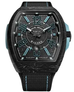 Franck Muller Vanguard Racing V45SCRCGKRY2BLCBNR Black Dial Carbon Blue Inserts Automatic Men's Watch