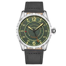 Stuhrling Кварцевые часы-авиаторы, диаметр 44 мм, с кожаным ремешком с контрастной прострочкой STÜHRLING Original, зеленый m190638108275 | green