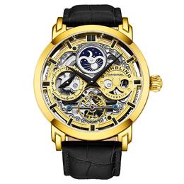 Stuhrling Anatol 3924 Автоматические часы-скелетон диаметром 47 мм, двойной циферблат времени, индикатор AM/PM и STÜHRLING Original, золото m190638090105 | gold