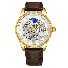 Stuhrling Автоматические часы Special Reserve со скелетоном и кожаным ремешком с тиснением аллигатора STÜHRLING Original, золото m190638107735 | gold