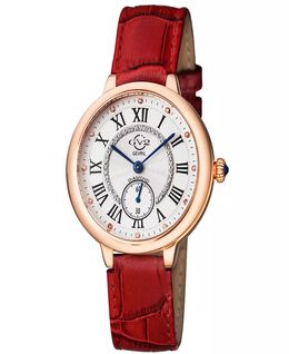 Женские красные кожаные часы Rome 36 мм Gevril, красный 17343660 | red