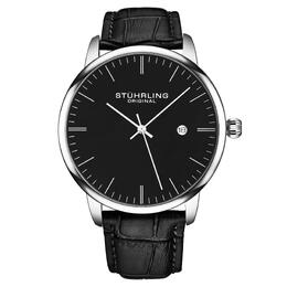 Stuhrling Мужские классические кварцевые часы Rasa с кожаным ремешком STÜHRLING Original, черный m190638070589 | black