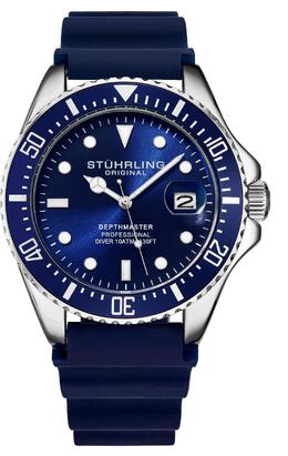 Stuhrling Depthmaster Кварцевые дайверские часы 42 мм с каучуковым ремешком STÜHRLING Original, синий m190638092987 | blue