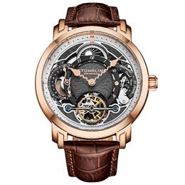 Stuhrling Автоматические часы Celestial Timekeeper 1017 Dual Time, 44 мм, скелетон STÜHRLING Original, золото m190638161232 | gold