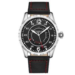 Stuhrling Кварцевые часы-авиаторы, диаметр 44 мм, с кожаным ремешком с контрастной прострочкой STÜHRLING Original, серебро m190638108244 | silver