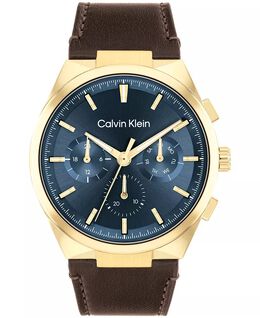 Мужские часы Distinguish с коричневым кожаным ремешком, 44 мм Calvin Klein, коричневый 17563687 | brown