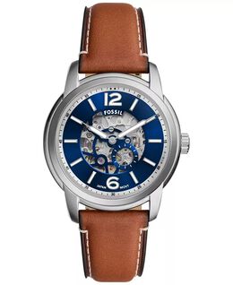 Мужские автоматические часы Heritage из коричневой кожи 43 мм Fossil, коричневый 18843183 | brown