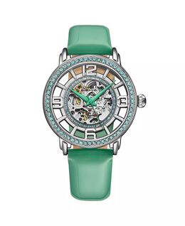 Женские часы с зеленым кожаным ремешком 38 мм Stuhrling, зеленый 10540864 | green