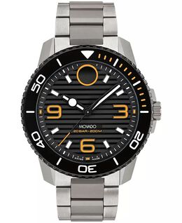 Мужские спортивные швейцарские кварцевые титановые часы Bold Titanium 45 мм Movado, серый 16467292 | gray
