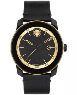 Мужские часы Bold Tr90 со швейцарским кварцем, черные кожаные часы, 42 мм Movado, черный 16467296 | black