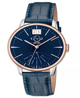 Мужские часы Rovescio синие кожаные 42 мм Gevril, синий 17343762 | blue