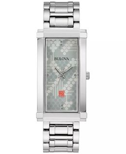 Женские часы Frank Lloyd Wright "Pattern #106" с браслетом из нержавеющей стали, 25x45 мм Bulova, серебро 11506011 | silver-tone