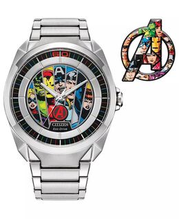 Мужские часы Eco-Drive Classic Avengers с браслетом из нержавеющей стали, 43 мм Citizen, серебро 16486891 | silver-tone