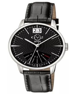 Мужские черные кожаные часы Rovescio 44 мм Gevril, черный 17343760 | black