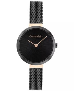 Черные часы-браслет из нержавеющей стали с сеткой 28 мм Calvin Klein, черный 13756261 | black