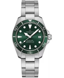 Женские швейцарские автоматические часы DS Action Diver с браслетом из нержавеющей стали, 38 мм Certina, зеленый 16224972 | green