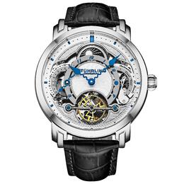 Stuhrling Автоматические часы Celestial Timekeeper 1017 Dual Time, 44 мм, скелетон STÜHRLING Original, серебро m190638161218 | silver
