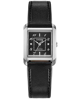 Женские часы Eco-Drive Bianca с черным кожаным ремешком, 28 мм Citizen, черный 17618324 | black