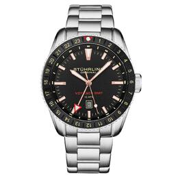 Stuhrling Кварцевые дайверские часы Voyager GMT GMT с браслетом из нержавеющей стали STÜHRLING Original, черный m190638134335 | black