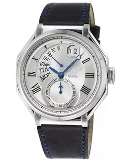 Мужские часы Marchese синие кожаные 44 мм Gevril, серебро 17201248 | blue