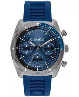 Мужские часы с гибким синим силиконовым ремешком, 45 мм Calvin Klein, синий 19237849 | blue