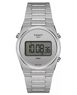 Часы унисекс с цифровым браслетом PRX из нержавеющей стали, 35 мм Tissot, серебро 16743440 | silver