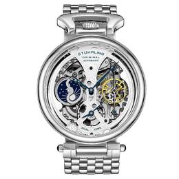 Stuhrling Автоматические часы Emperor's Grandeur Dual Time, скелетон, 46 мм, с браслетом из нержавеющей стали STÜHRLING Original, серебро m190638107094 | silver