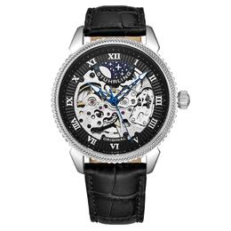 Stuhrling Автоматические часы Special Reserve со скелетоном и кожаным ремешком с тиснением аллигатора STÜHRLING Original, черный m190638133581 | black