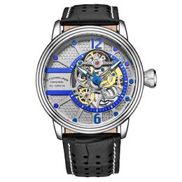 Stuhrling Автоматические часы Prospero Skeleton, 44 мм, с кожаным ремешком STÜHRLING Original, синий m190638093267 | blue