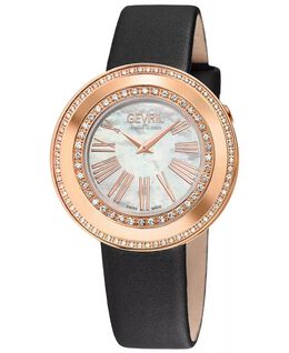 Женские черные кожаные часы Gandria 36 мм Gevril, розовый 16804706 | rose
