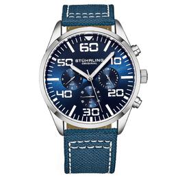 Stuhrling Кварцевые часы Aviator Chrono с ремешком с контрастной прострочкой STÜHRLING Original, синий m190638108213 | blue