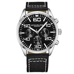 Stuhrling Кварцевые часы Aviator Chrono с ремешком с контрастной прострочкой STÜHRLING Original, черный m190638108190 | black