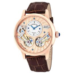 Stuhrling Автоматические часы Sagittarian Skeleton, 45 мм, с кожаным ремешком STÜHRLING Original, розовое золото m190638005918 | rose