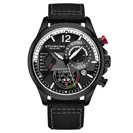 Stuhrling Часы-авиаторы Cordura Quartz 45 мм с кожаным ремешком STÜHRLING Original, черный m190638151318 | black