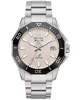 Мужские часы Marine Star с браслетом из нержавеющей стали, 43 мм Bulova, серебро 17620617 | silver-tone