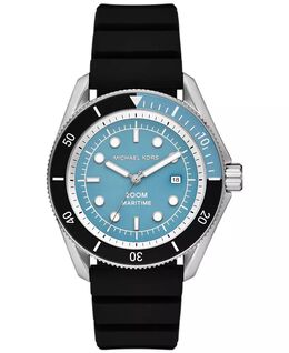Мужские морские часы с тремя стрелками, черные силиконовые, 42 мм Michael Kors, черный 18111067 | black