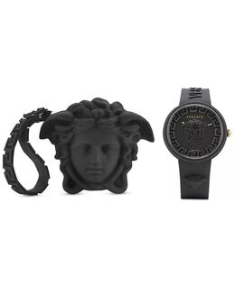 Женские швейцарские часы Medusa Pop с черным силиконовым ремешком, 39 мм Versace, черный 15615700 | black