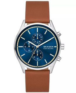 Мужские часы с хронографом, коричневые кожаные, 42 мм Skagen, коричневый 17631800 | brown