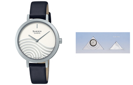 Женские часы Casio SHEEN, Серебряный циферблат, черный ремешок she-c120l-7aupfkd | silver dial black strap