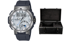 Мужские часы PRO TREK Solar Quartz с силиконовым ремешком и серым циферблатом Casio prw-70-7pr