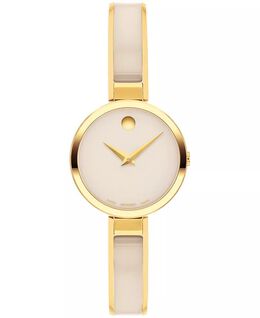 Женские часы Moda Swiss Quartz Taupe Ceramic с золотисто-желтым PVD-покрытием, 24 мм Movado, золото 17707971 | gold-tone