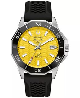 Мужские часы Marine Star с черным силиконовым ремешком, 43 мм Bulova, черный 17620620 | black