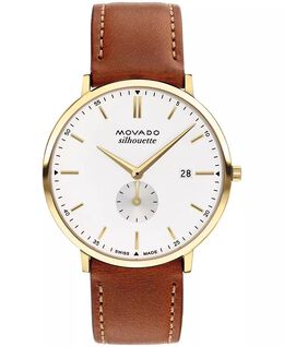 Мужские часы Heritage Silhouette из швейцарского кварца с коньячным ремешком из натуральной кожи, 40 мм Movado, коричневый 14607196 | brown