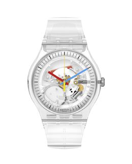 Абсолютно новые мужские часы с белым ремешком из органического материала Swatch, белый 7610522872530 | blanco