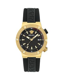 Дайверские часы Versace Greca с логотипом, 43 мм, золотой 5052382 | gold