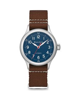 Военные часы Bulova A-11, 37 мм, синий 4331583 | blue/brown